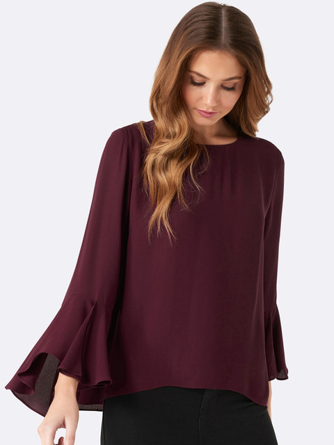 

Forever New Women Burgundy Solid Top