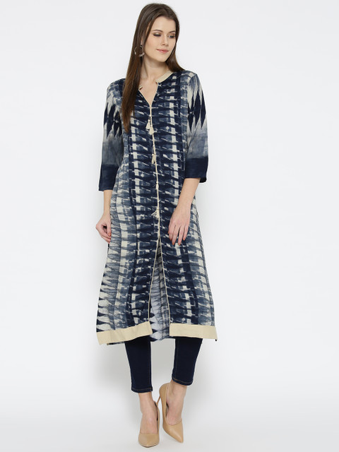 

Shree Women Navy Blue & Beige Dyed Straight Kurta