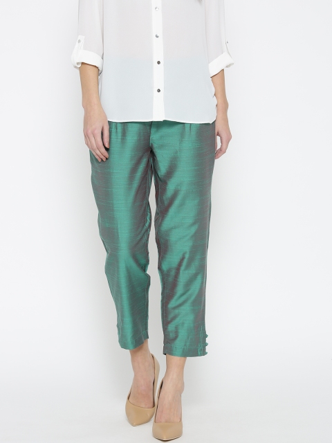 

Shree Women Teal Green Regular Fit Solid Regular Trousers