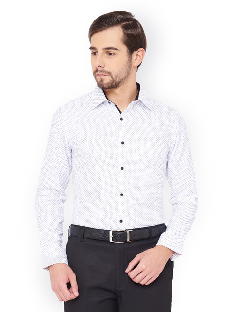 

I-Voc Men's White Printed Formal shirt