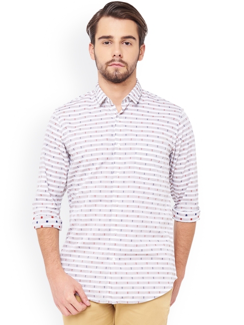 

IVOC Men White Slim Fit Printed Casual Shirt