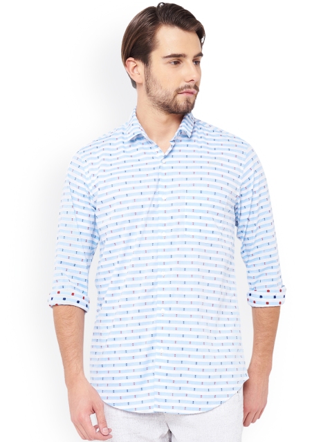 

IVOC Men Blue & White Slim Fit Printed Casual Shirt