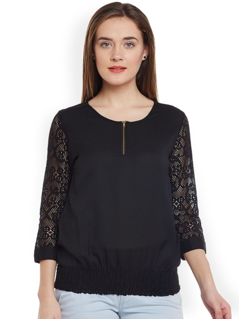 

Ruhaans Women Black Solid Top