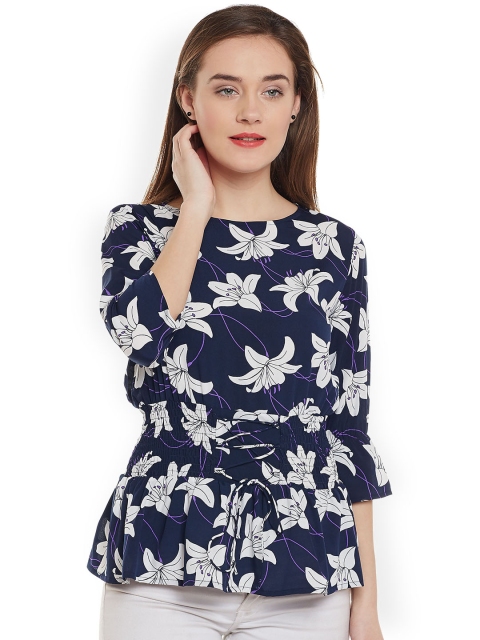 

Ruhaans Women Navy Blue Printed Top