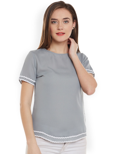 

Ruhaans Women Grey Solid Top