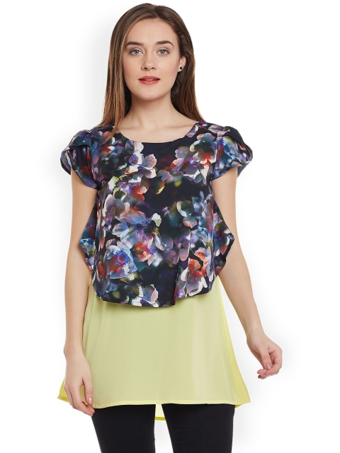 

Ruhaans Women Black & Yellow Printed Tunic