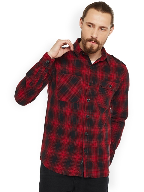 

PUNK Men Red & Black Regular Fit Checked Casual Shirt