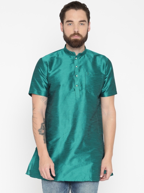 

Khoday Williams Men Teal Blue Solid Straight Kurta