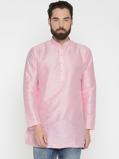 

Khoday Williams Men Pink Solid Straight Kurta