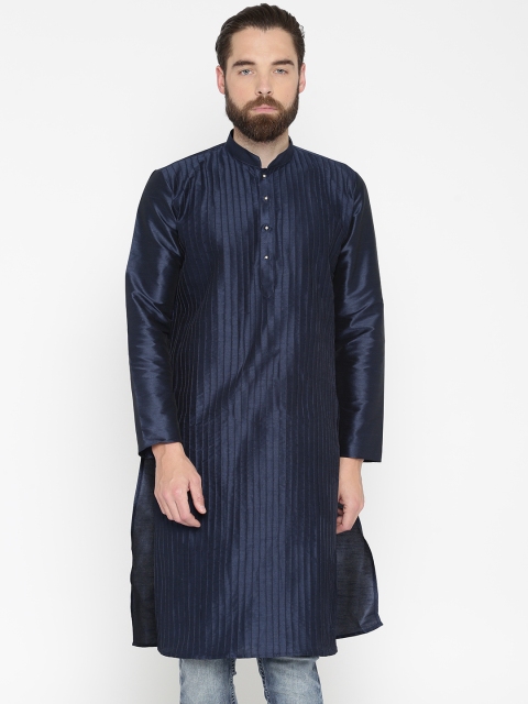

Khoday Williams Men Navy Blue Striped Straight Kurta