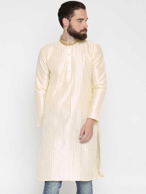 

Khoday Williams Men Yellow Woven Design Straight Kurta
