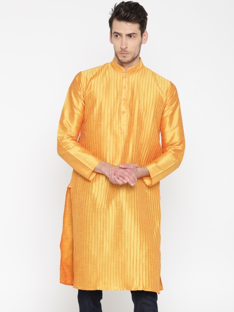 

Khoday Williams Men Orange Woven Design Straight Kurta