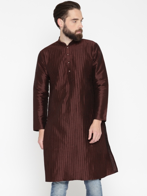 

Khoday Williams Men Burgundy Woven Design Straight Kurta