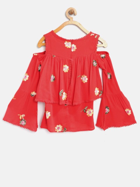 

Tiny Girl Red Embellished Layered Top