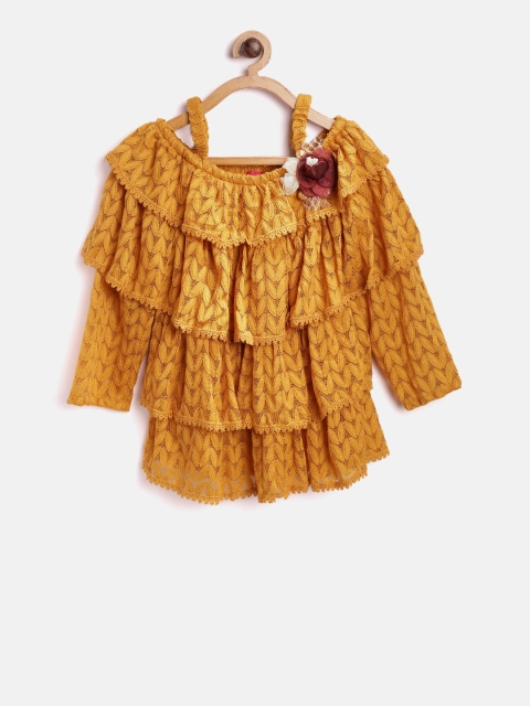 

Tiny Girl Mustard Yellow Tiered Crochet Top
