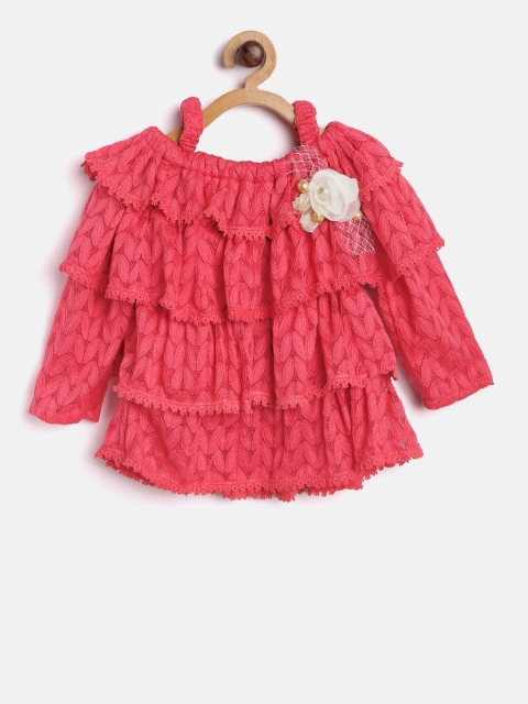 

Tiny Girl Coral Pink Tiered Crochet Top