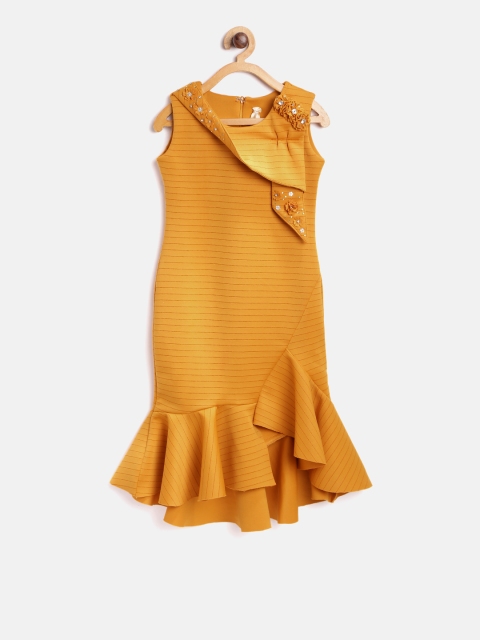 

Tiny Girl Mustard Yellow Striped Sheath Dress
