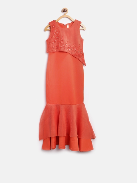 

Tiny Girl Orange Solid Maxi Dress