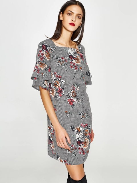 

OVS Women Black & Off-White Printed A-Line Dress