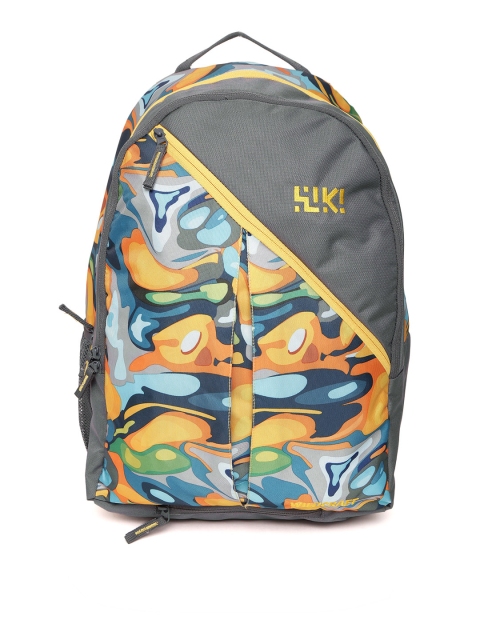 

Wildcraft Unisex Grey & Yellow Graphic Print Backpack