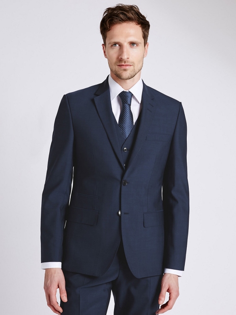 

Marks & Spencer Blue Single-Breasted Regular Fit Formal Blazer