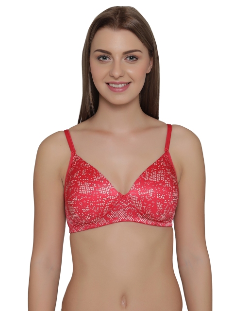 

Clovia Padded Non-Wired Printed Multiway T-Shirt Bra, Red