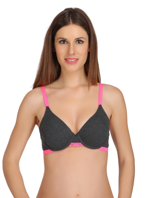 

Clovia Grey Solid Underwired Lightly Padded Push-Up Bra BR1143M05