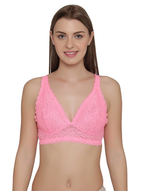 

Clovia Pink Lace Non-Wired Non Padded Bralette