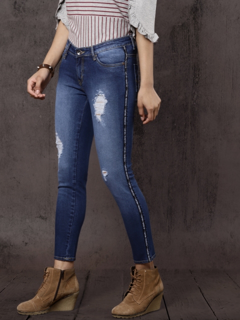 

Roadster Women Blue Skinny Fit Mid-Rise Mildly Distressed Stretchable Jeans