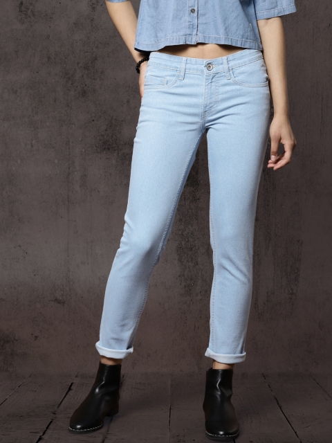 

Roadster Women Blue Skinny Fit Mid-Rise Mildly Distressed Stretchable Jeans