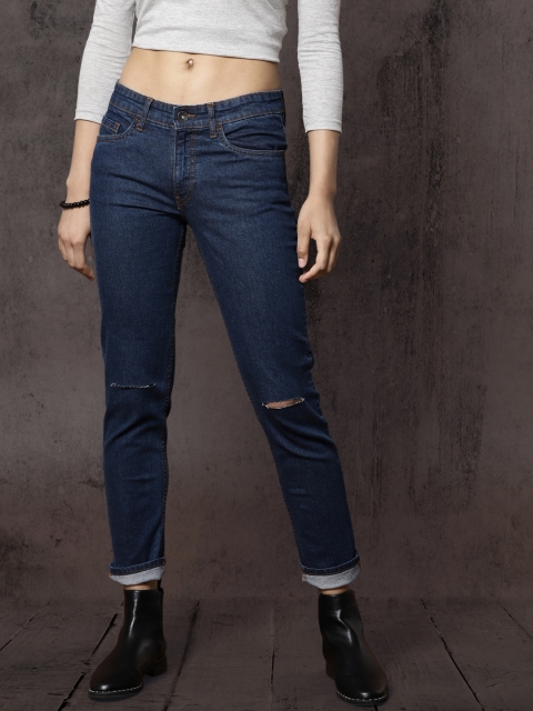 

Roadster Women Blue Skinny Fit Mid-Rise Slash Knee Stretchable Jeans