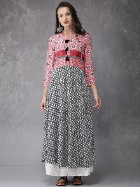 

Anouk Women Black & Red Printed A-Line Kurta