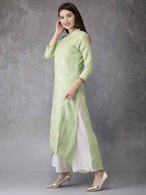 

Anouk Women Green Embroidered Straight Kurta