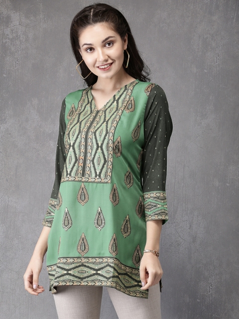 

Anouk Women Green Printed Straight Kurti