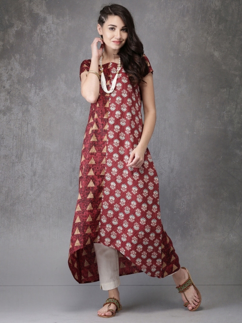

Anouk Women Maroon Printed A-Line Kurta