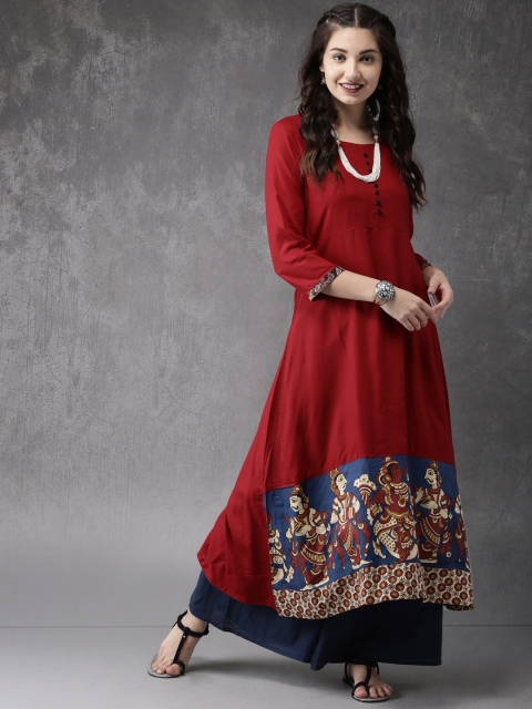 

Anouk Women Maroon Printed A-Line Kurta