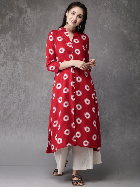 

Anouk Women Red & White Printed A-Line Kurta