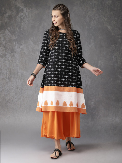 

Anouk Women Black Self-Design A-Line Kurta