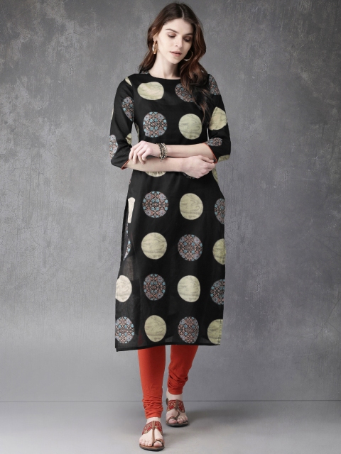 

Anouk Women Black Printed A-Line Kurta