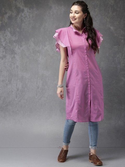 

Anouk Women Pink Solid A-Line Kurta