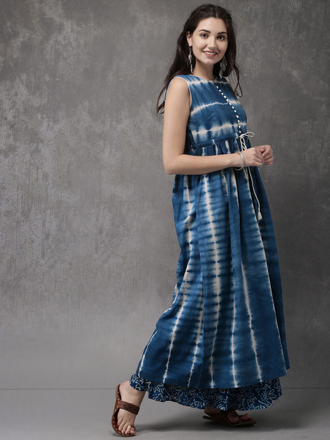 

Anouk Women Blue Dyed A-Line Kurta