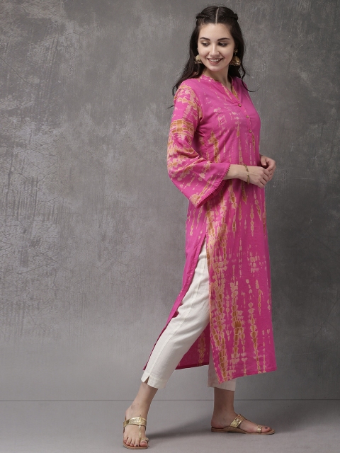 

Anouk Women Pink Printed Straight Kurta