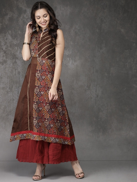 

Anouk Women Brown Printed A-Line Kurta