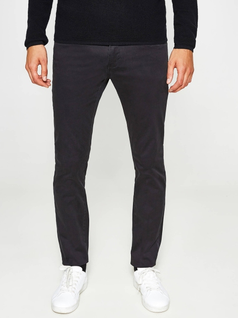 

OVS Men Black Slim Fit Solid Casual Trousers