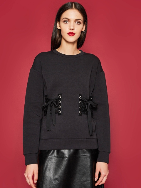 

OVS Women Black Solid Sweatshirt