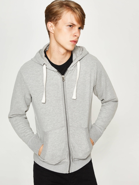 

OVS Men Grey Melange Solid Hooded Sweatshirt