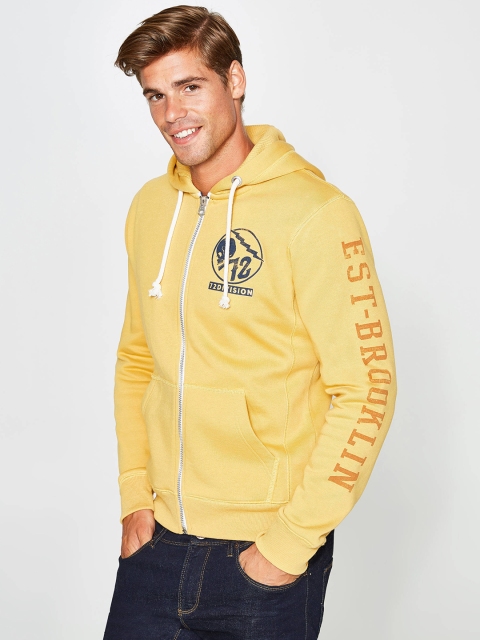 

OVS Men Yellow Printed Detail Hooded Sweatshirt