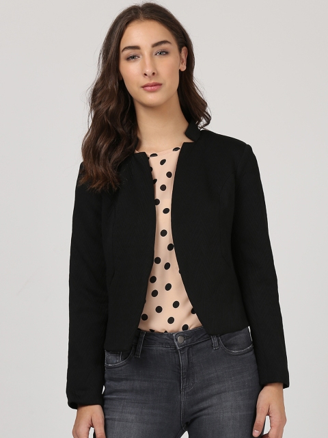 

Harpa Women Black Self Design Open Front Jacket