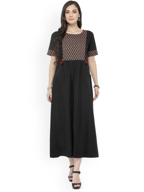 

Varanga Women Black Solid Empire Dress