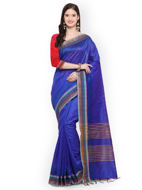 

Saree mall Blue Silk Blend Solid Maheshwari Saree